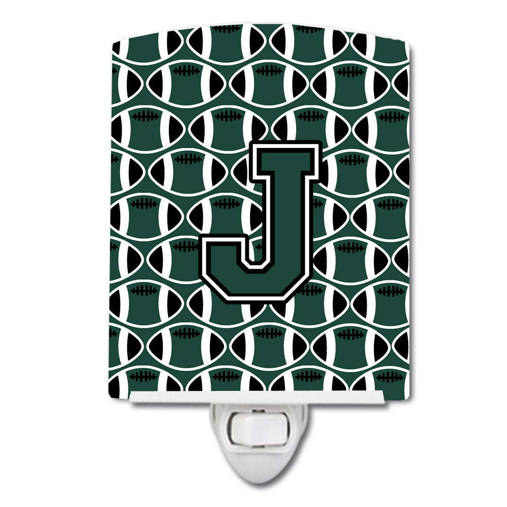 Letter J Football Green and White Ceramic Night Light CJ1071-JCNL - the-store.com