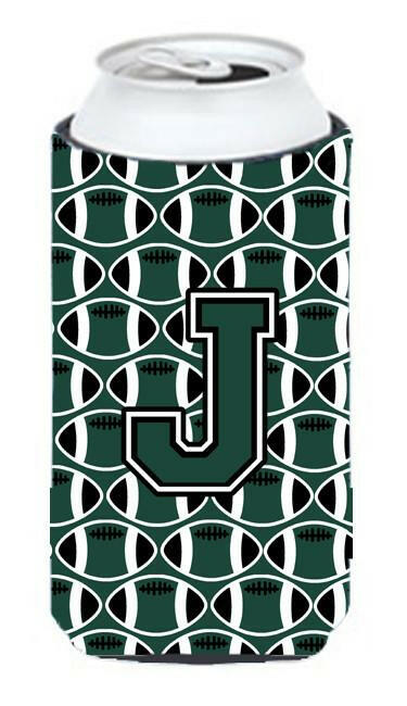 Letter J Football Green and White Tall Boy Beverage Insulator Hugger CJ1071-JTBC by Caroline's Treasures