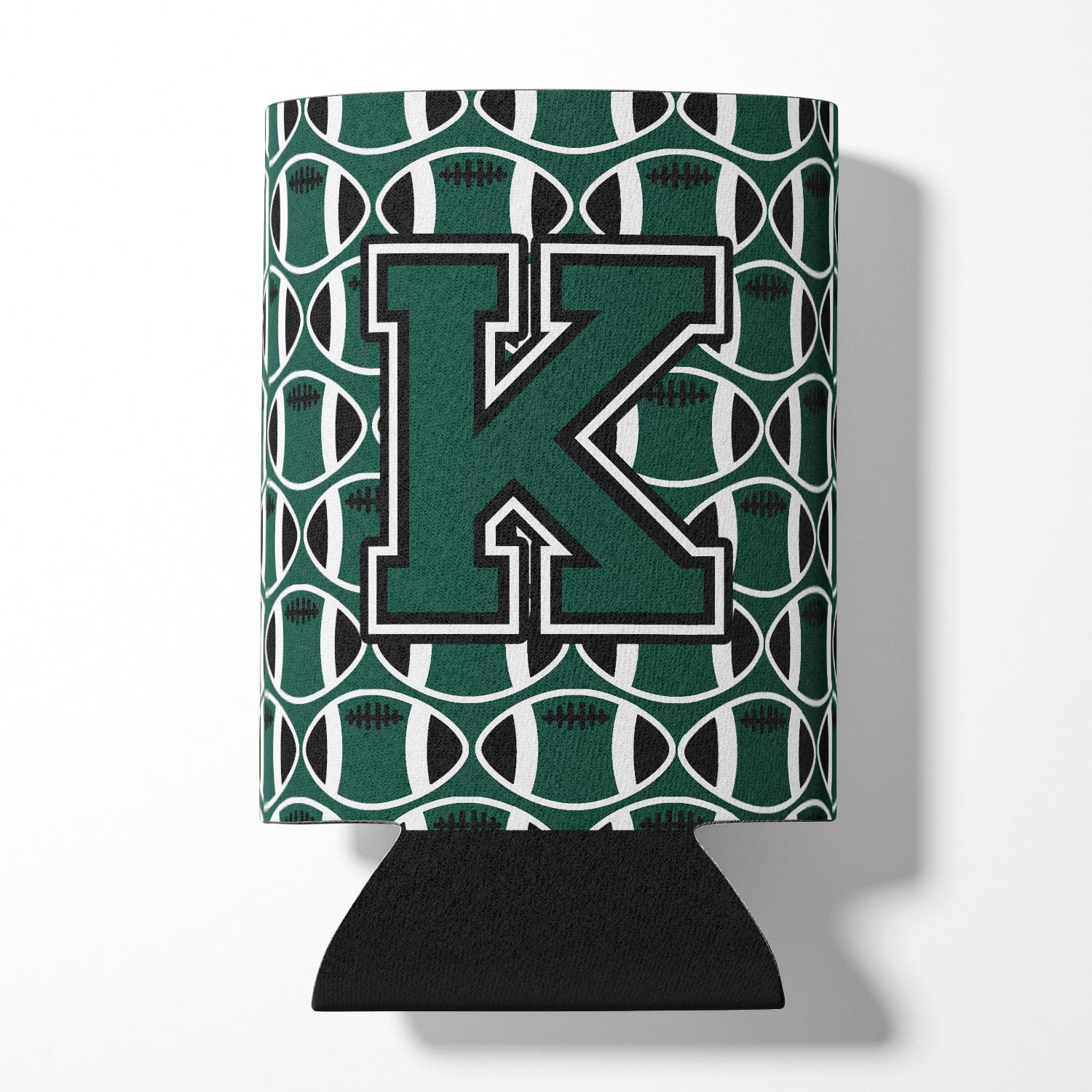 Letter K Football Green and White Can or Bottle Hugger CJ1071-KCC.