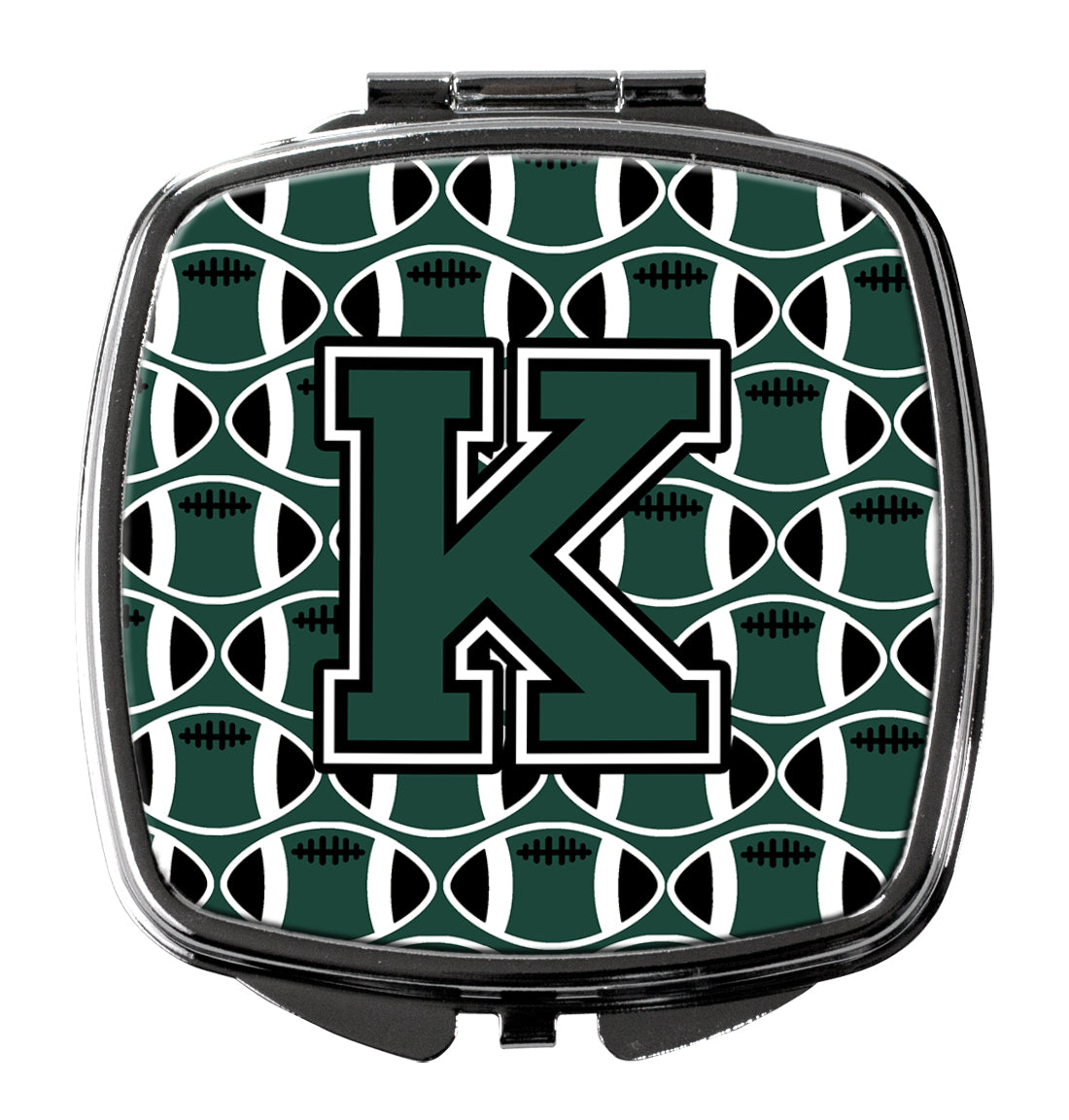 Letter K Football Green and White Compact Mirror CJ1071-KSCM  the-store.com.