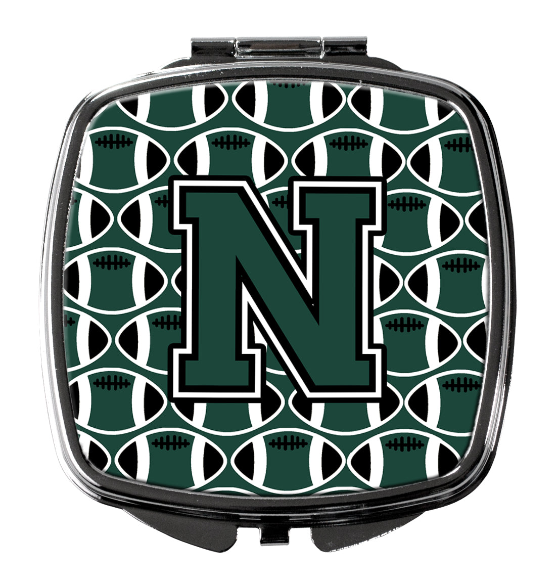 Letter N Football Green and White Compact Mirror CJ1071-NSCM  the-store.com.