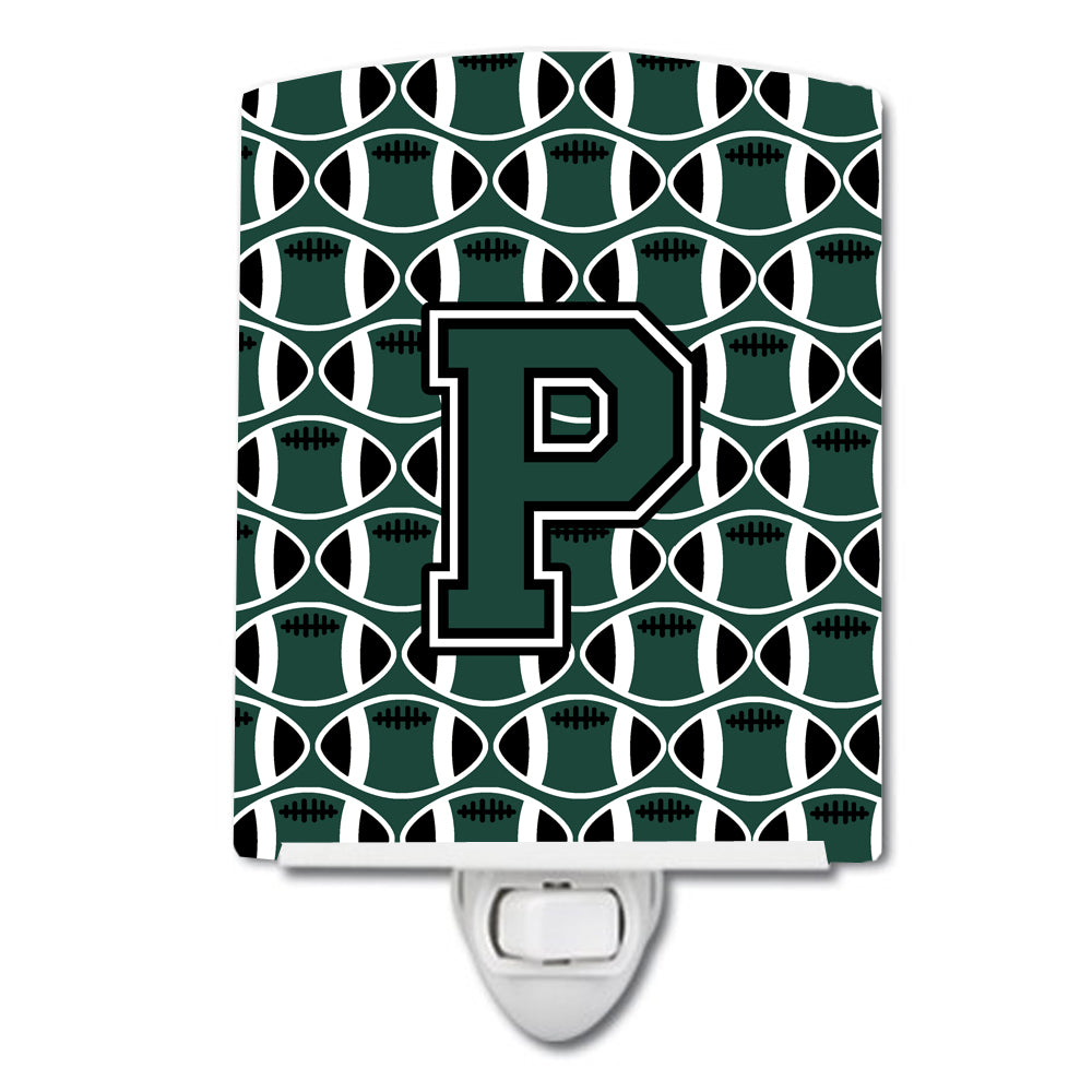 Letter P Football Green and White Ceramic Night Light CJ1071-PCNL - the-store.com