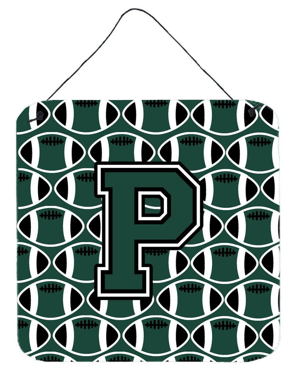 Letter P Football Green and White Wall or Door Hanging Prints CJ1071-PDS66 by Caroline&#39;s Treasures