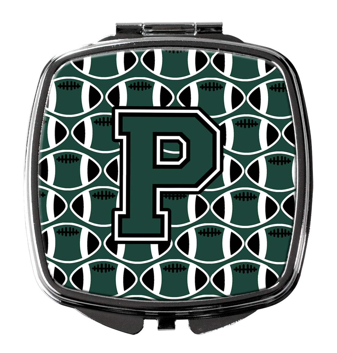 Letter P Football Green and White Compact Mirror CJ1071-PSCM  the-store.com.