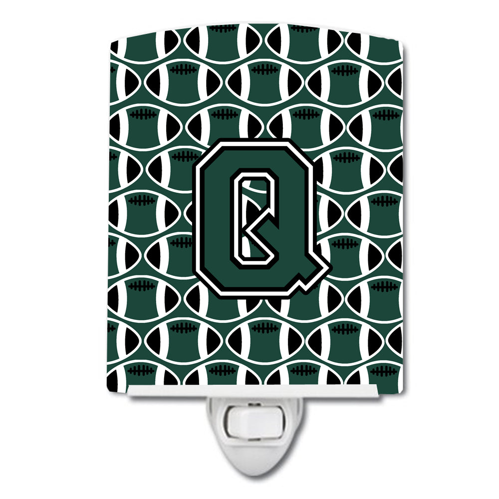 Letter Q Football Green and White Ceramic Night Light CJ1071-QCNL - the-store.com