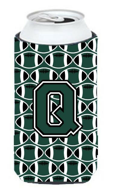 Letter Q Football Green and White Tall Boy Beverage Insulator Hugger CJ1071-QTBC by Caroline's Treasures