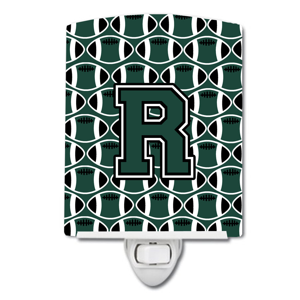 Letter R Football Green and White Ceramic Night Light CJ1071-RCNL - the-store.com