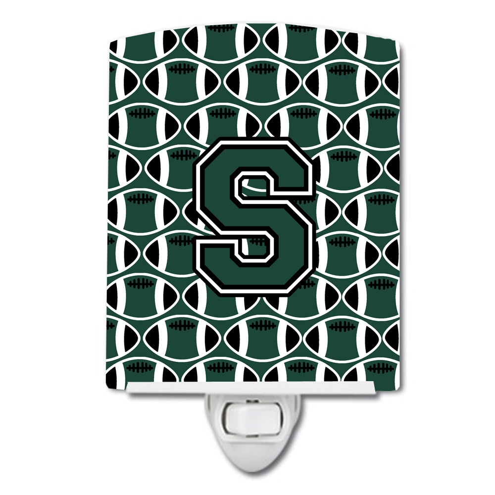 Letter S Football Green and White Ceramic Night Light CJ1071-SCNL - the-store.com