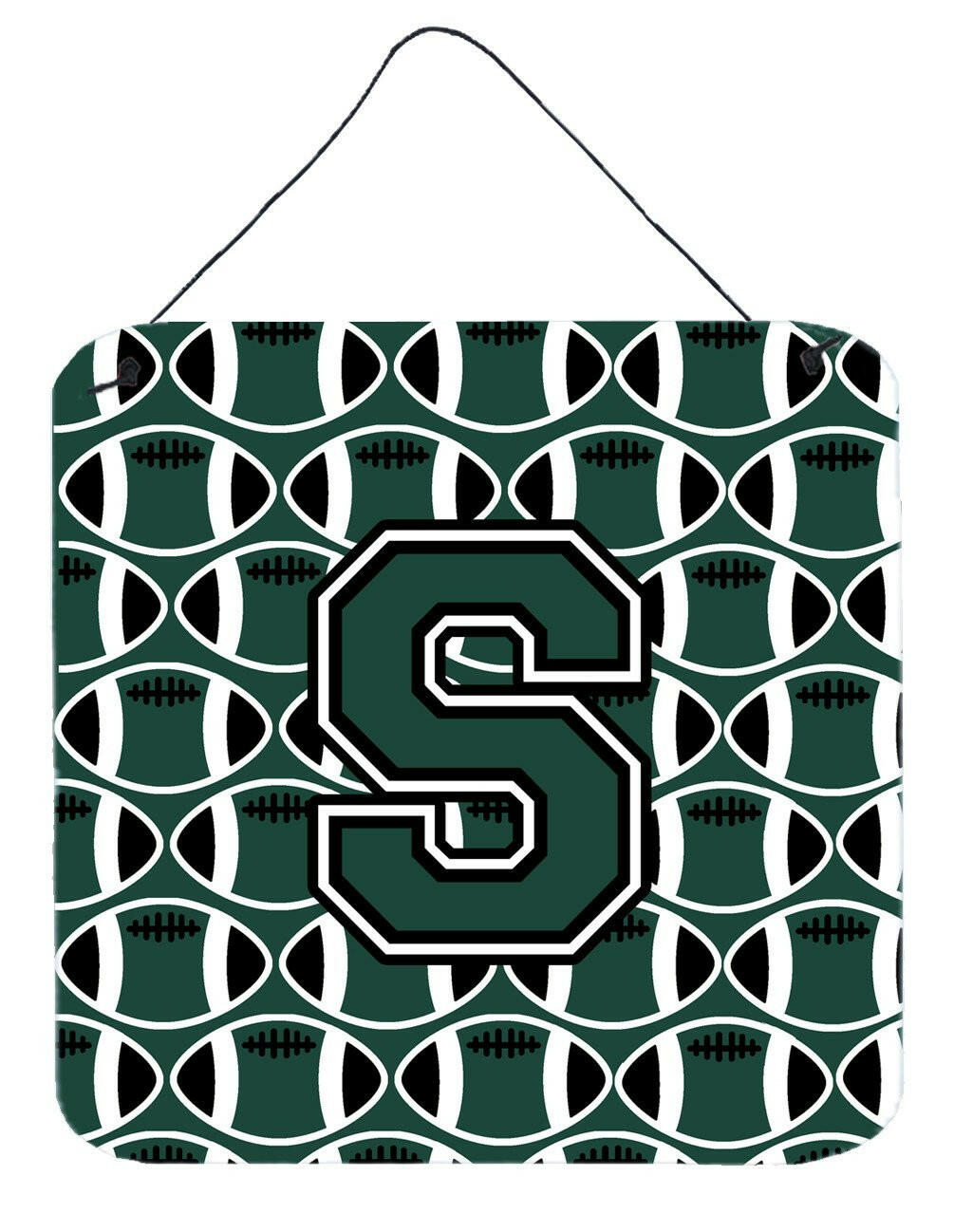 Letter S Football Green and White Wall or Door Hanging Prints CJ1071-SDS66 by Caroline's Treasures