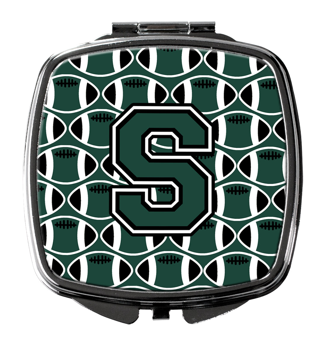 Letter S Football Green and White Compact Mirror CJ1071-SSCM  the-store.com.