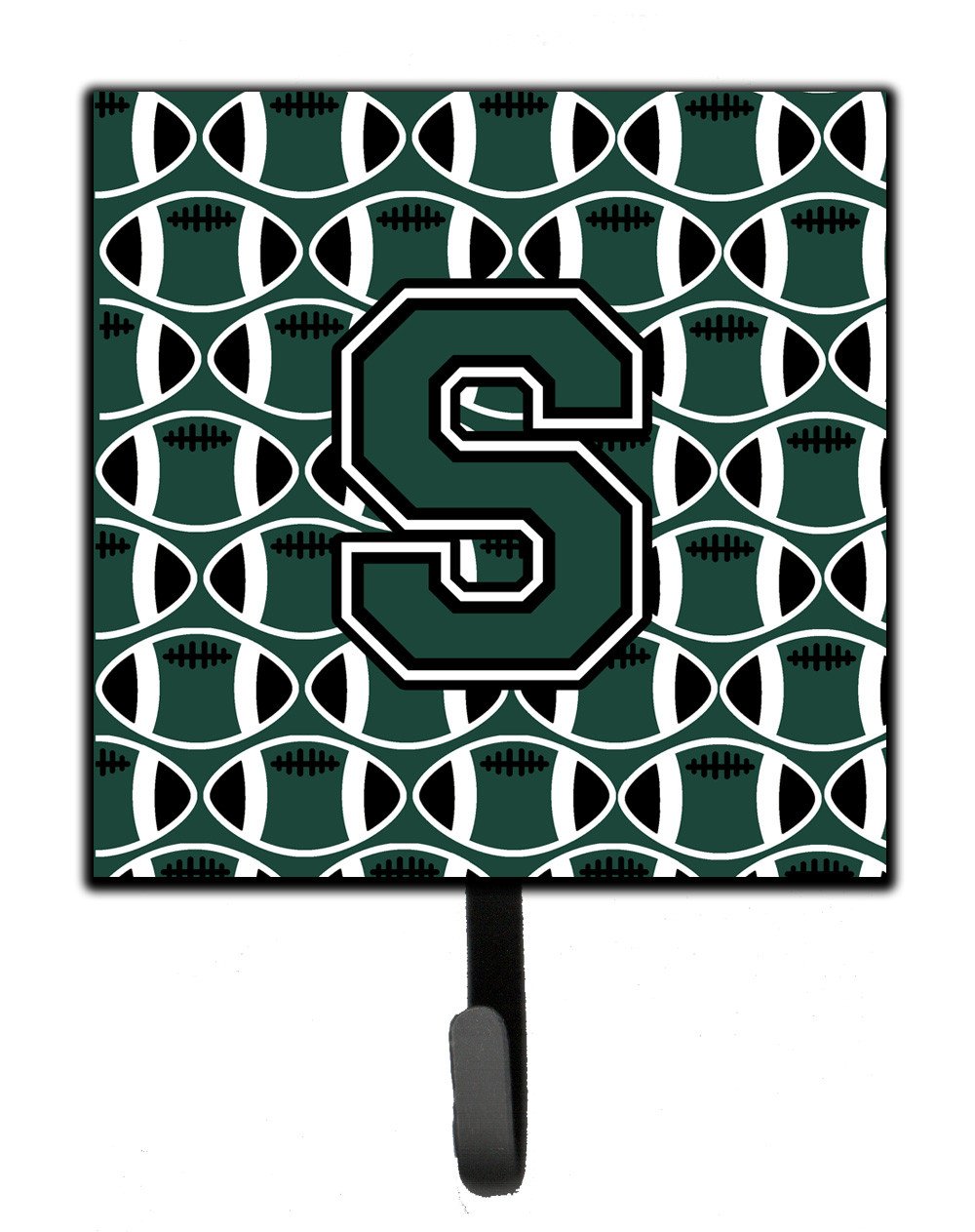 Letter S Football Green and White Leash or Key Holder CJ1071-SSH4 by Caroline's Treasures