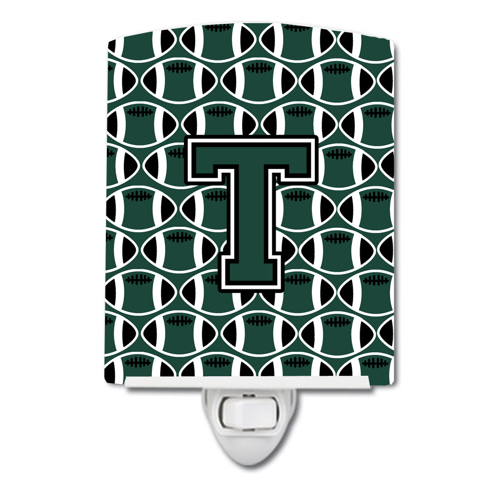 Letter T Football Green and White Ceramic Night Light CJ1071-TCNL - the-store.com