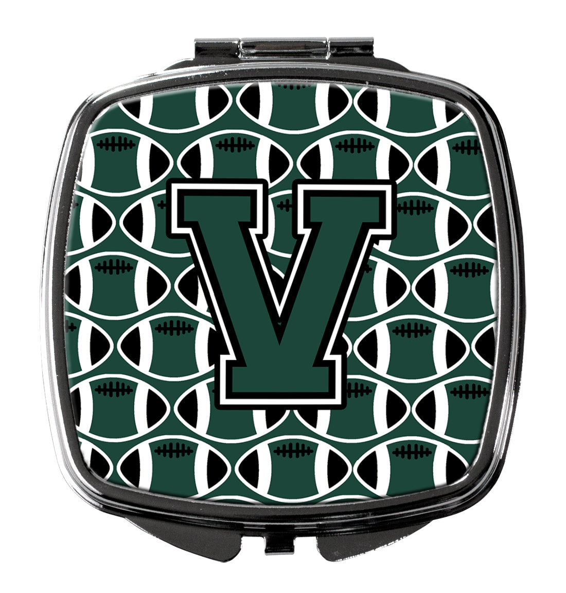 Letter V Football Green and White Compact Mirror CJ1071-VSCM  the-store.com.