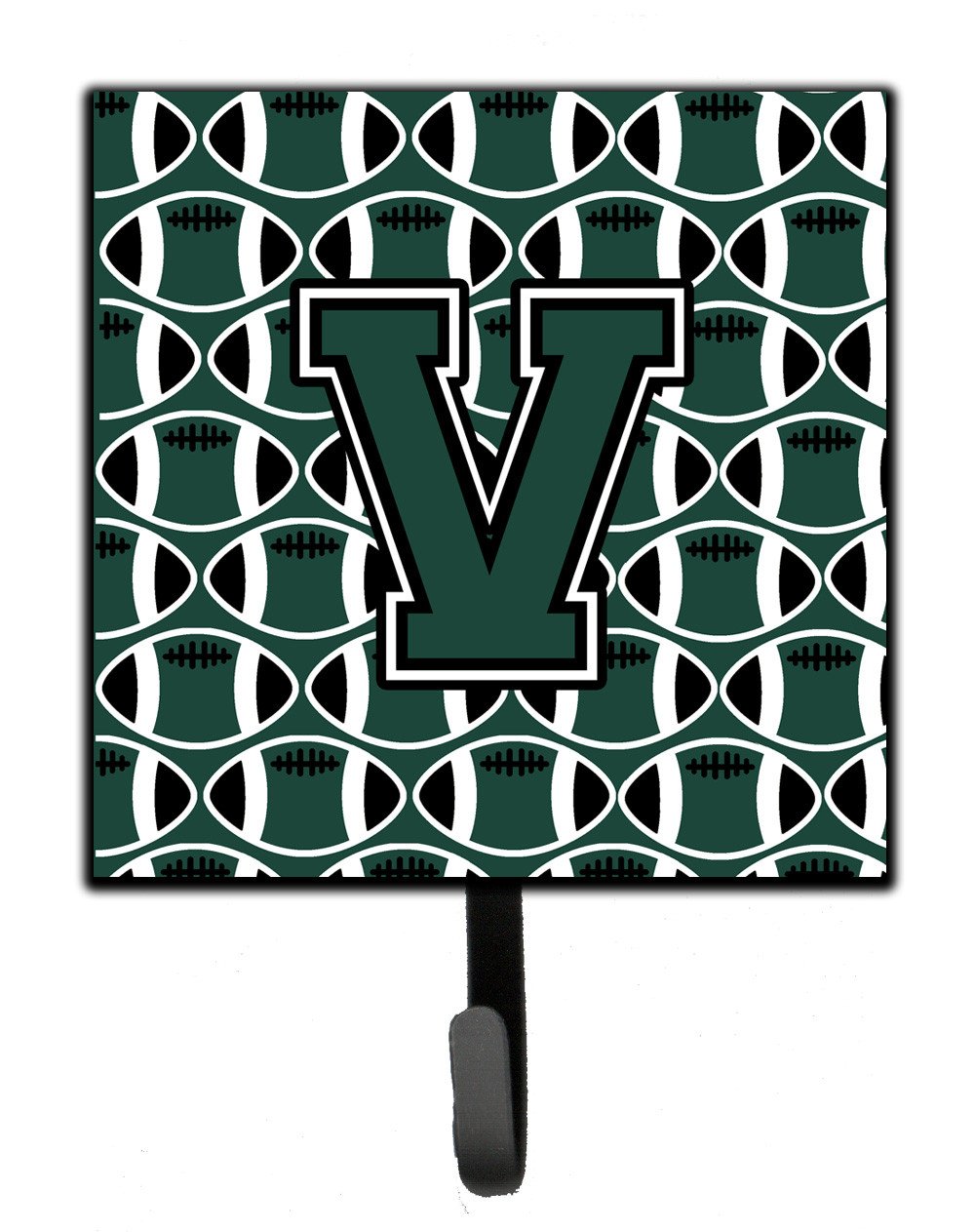 Letter V Football Green and White Leash or Key Holder CJ1071-VSH4 by Caroline's Treasures