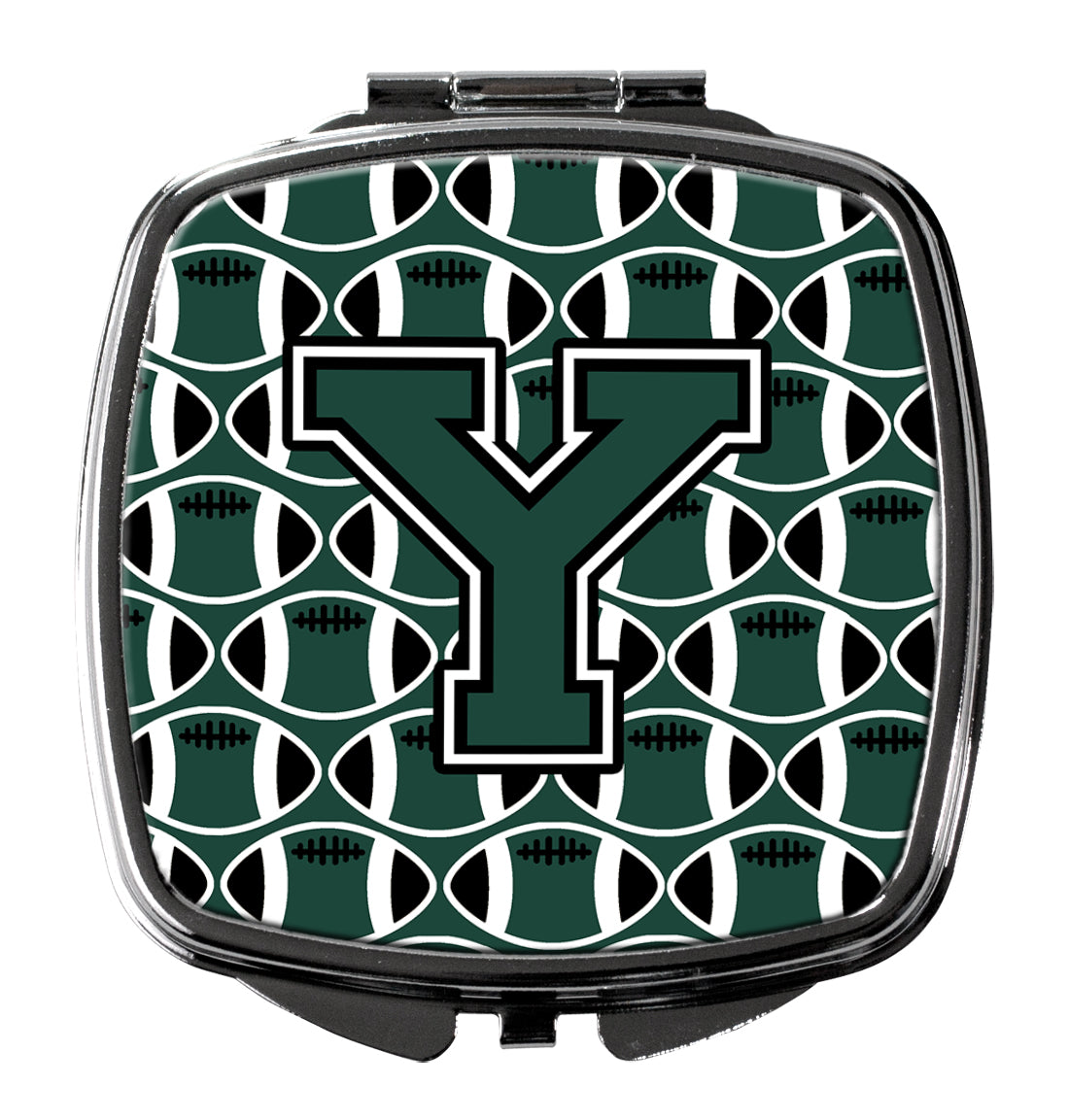 Letter Y Football Green and White Compact Mirror CJ1071-YSCM  the-store.com.