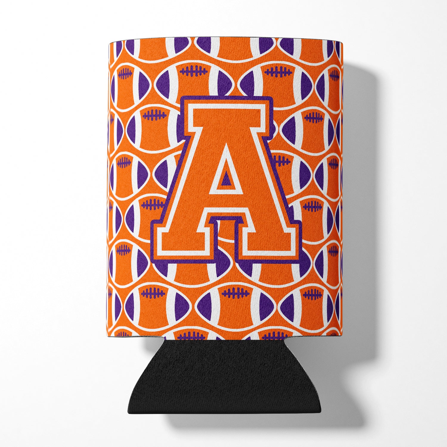 Letter A Football Orange, White and Regalia Can or Bottle Hugger CJ1072-ACC.