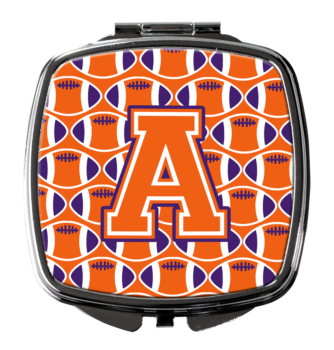 Letter A Football Orange, White and Regalia Compact Mirror CJ1072-ASCM  the-store.com.