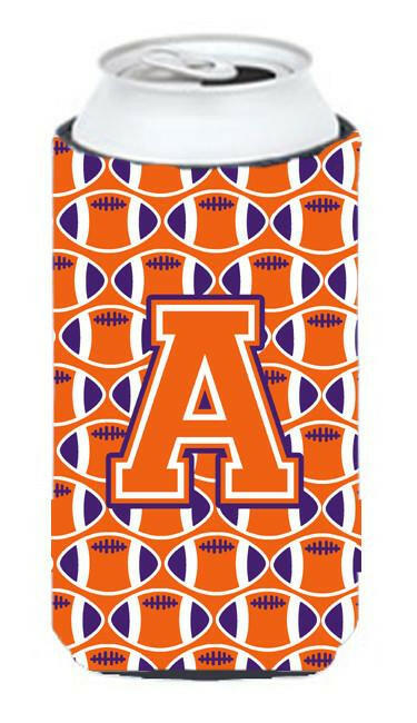 Letter A Football Orange, White and Regalia Tall Boy Beverage Insulator Hugger CJ1072-ATBC by Caroline's Treasures