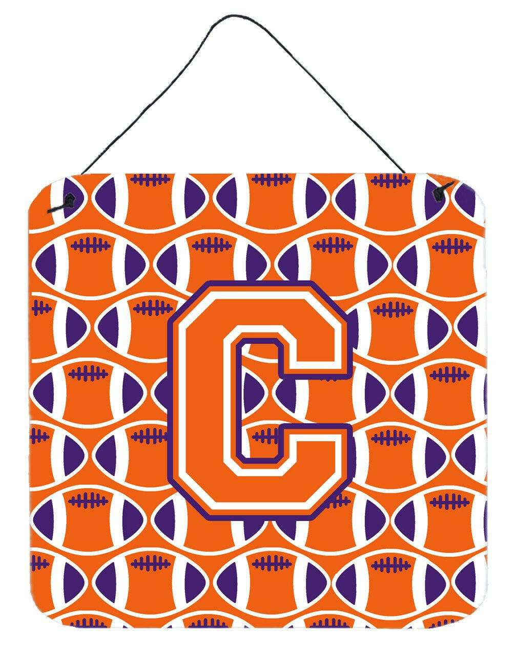 Letter C Football Orange, White and Regalia Wall or Door Hanging Prints CJ1072-CDS66 by Caroline's Treasures