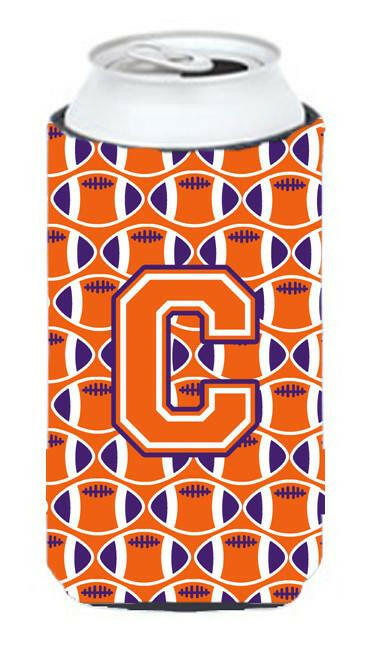 Letter C Football Orange, White and Regalia Tall Boy Beverage Insulator Hugger CJ1072-CTBC by Caroline's Treasures