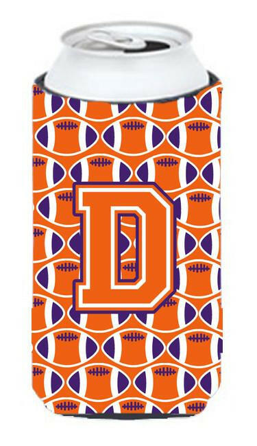 Letter D Football Orange, White and Regalia Tall Boy Beverage Insulator Hugger CJ1072-DTBC by Caroline's Treasures