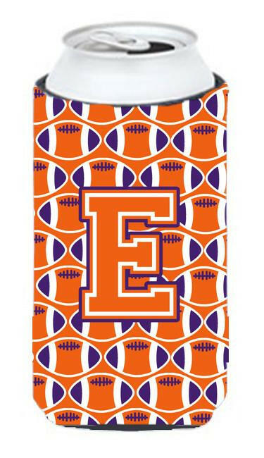 Letter E Football Orange, White and Regalia Tall Boy Beverage Insulator Hugger CJ1072-ETBC by Caroline's Treasures