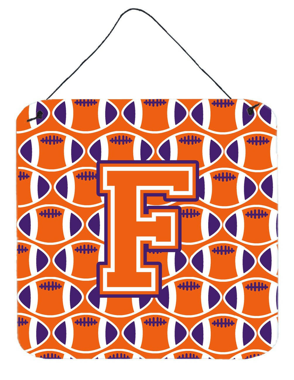 Letter F Football Orange, White and Regalia Wall or Door Hanging Prints CJ1072-FDS66 by Caroline's Treasures