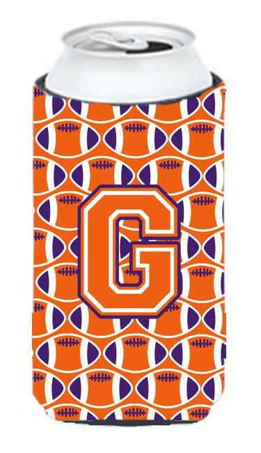 Letter G Football Orange, White and Regalia Tall Boy Beverage Insulator Hugger CJ1072-GTBC by Caroline's Treasures