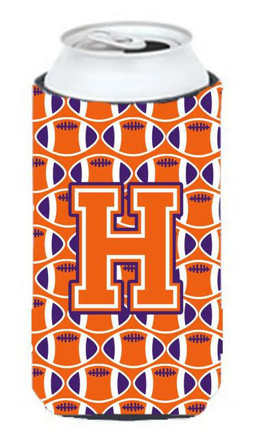 Letter H Football Orange, White and Regalia Tall Boy Beverage Insulator Hugger CJ1072-HTBC by Caroline's Treasures