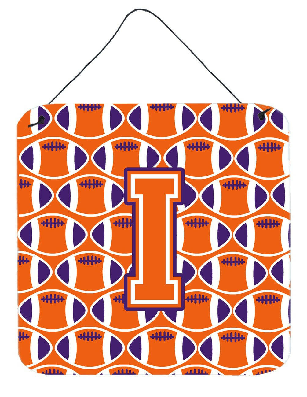 Letter I Football Orange, White and Regalia Wall or Door Hanging Prints CJ1072-IDS66 by Caroline&#39;s Treasures