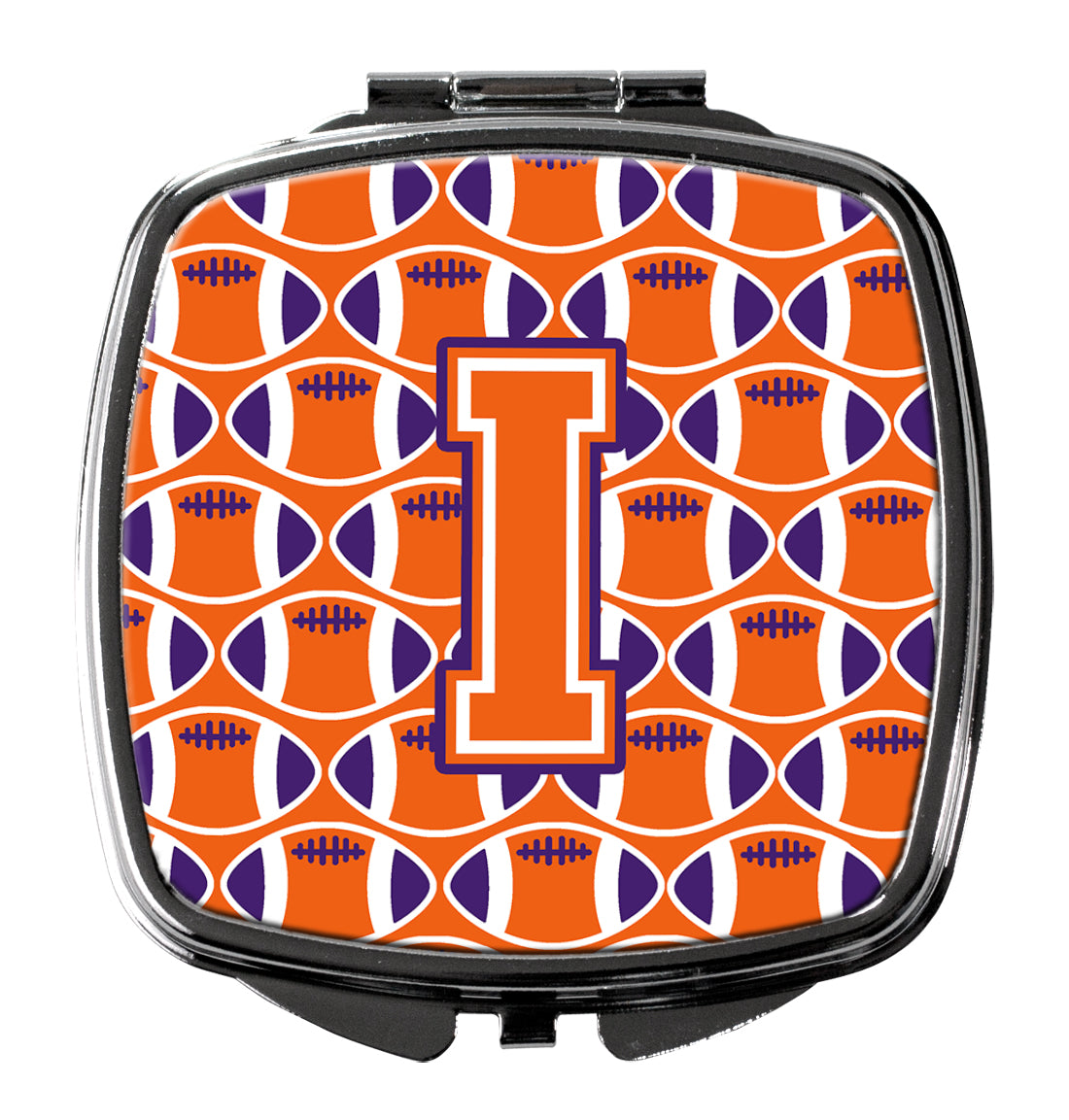 Letter I Football Orange, White and Regalia Compact Mirror CJ1072-ISCM  the-store.com.