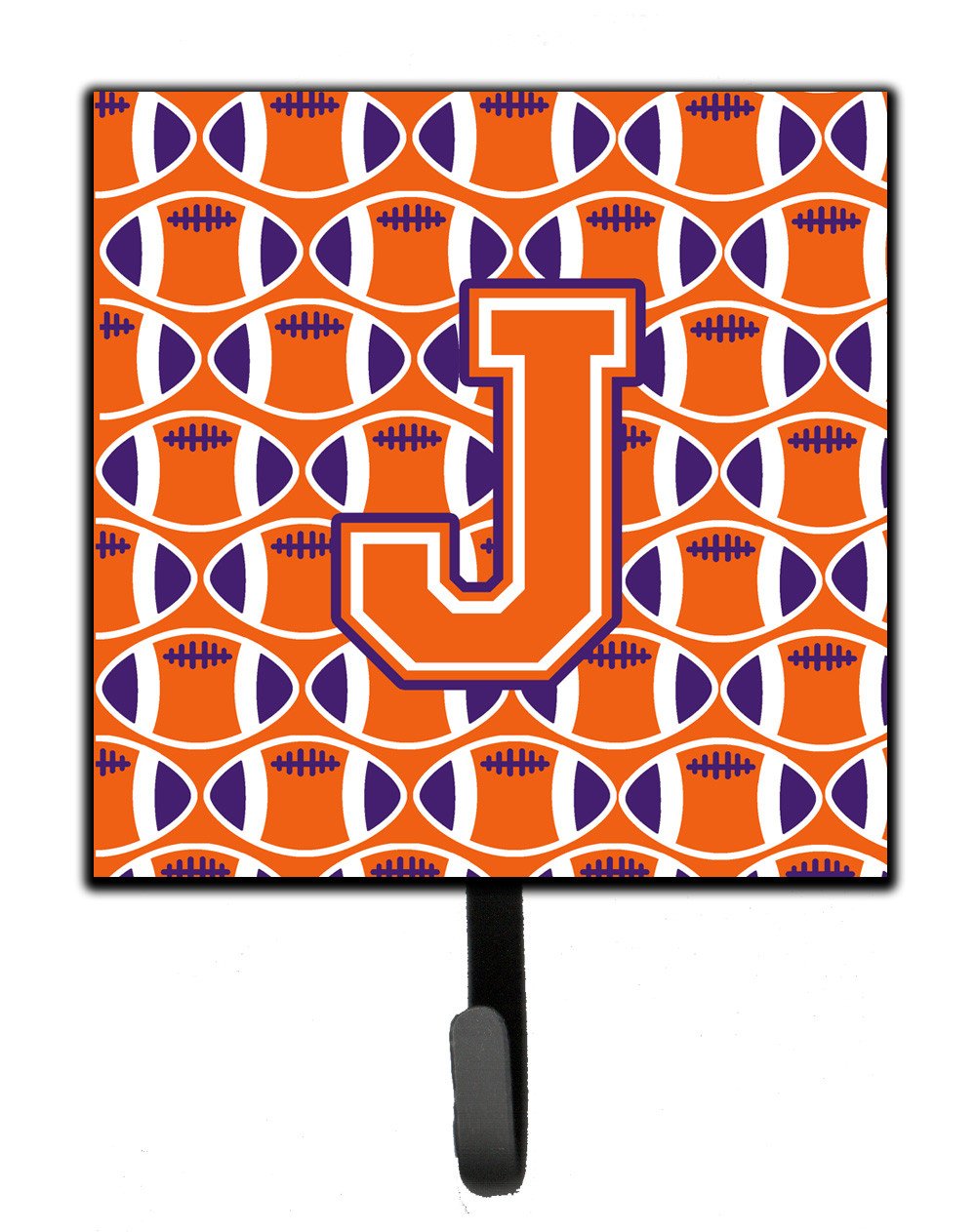 Letter J Football Orange, White and Regalia Leash or Key Holder CJ1072-JSH4 by Caroline&#39;s Treasures