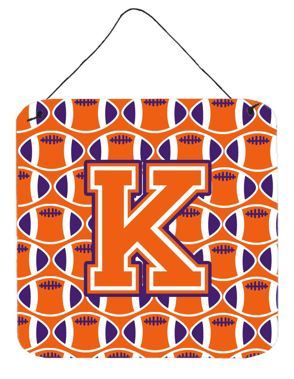 Letter K Football Orange, White and Regalia Wall or Door Hanging Prints CJ1072-KDS66 by Caroline's Treasures