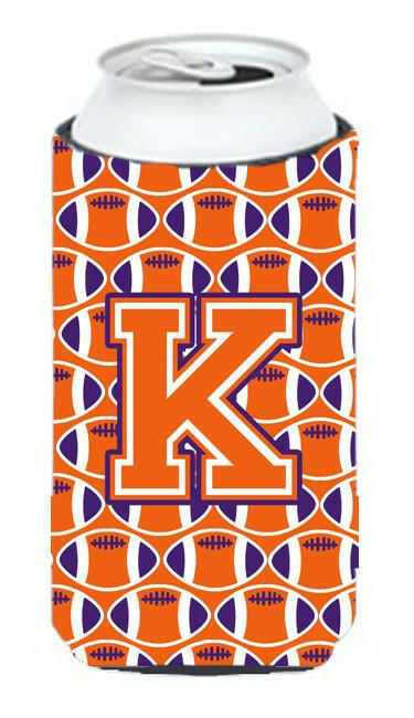 Letter K Football Orange, White and Regalia Tall Boy Beverage Insulator Hugger CJ1072-KTBC by Caroline's Treasures