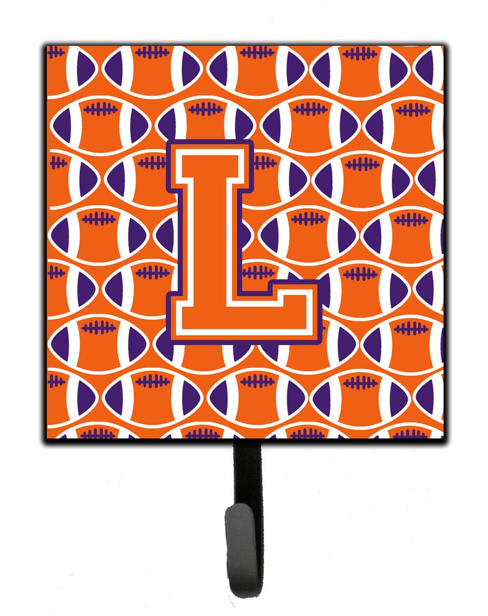 Letter L Football Orange, White and Regalia Leash or Key Holder CJ1072-LSH4 by Caroline&#39;s Treasures