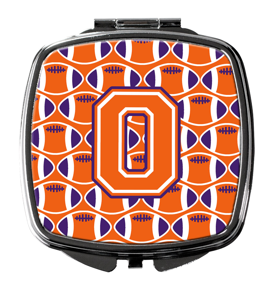 Letter O Football Orange, White and Regalia Compact Mirror CJ1072-OSCM  the-store.com.