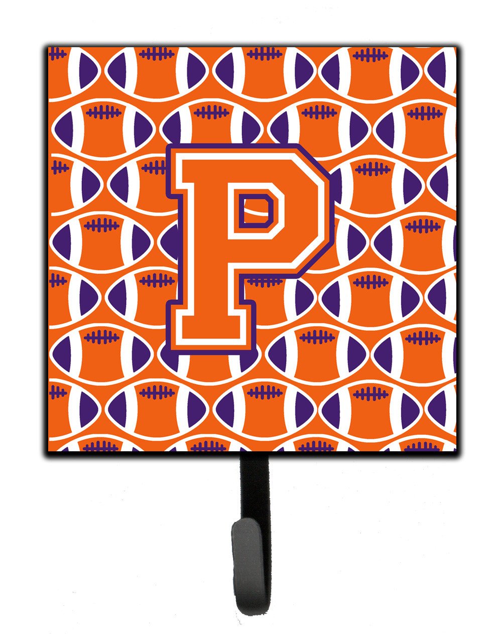 Letter P Football Orange, White and Regalia Leash or Key Holder CJ1072-PSH4 by Caroline's Treasures