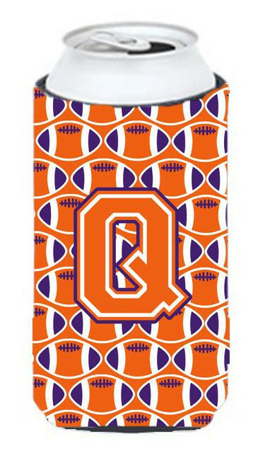 Letter Q Football Orange, White and Regalia Tall Boy Beverage Insulator Hugger CJ1072-QTBC by Caroline's Treasures