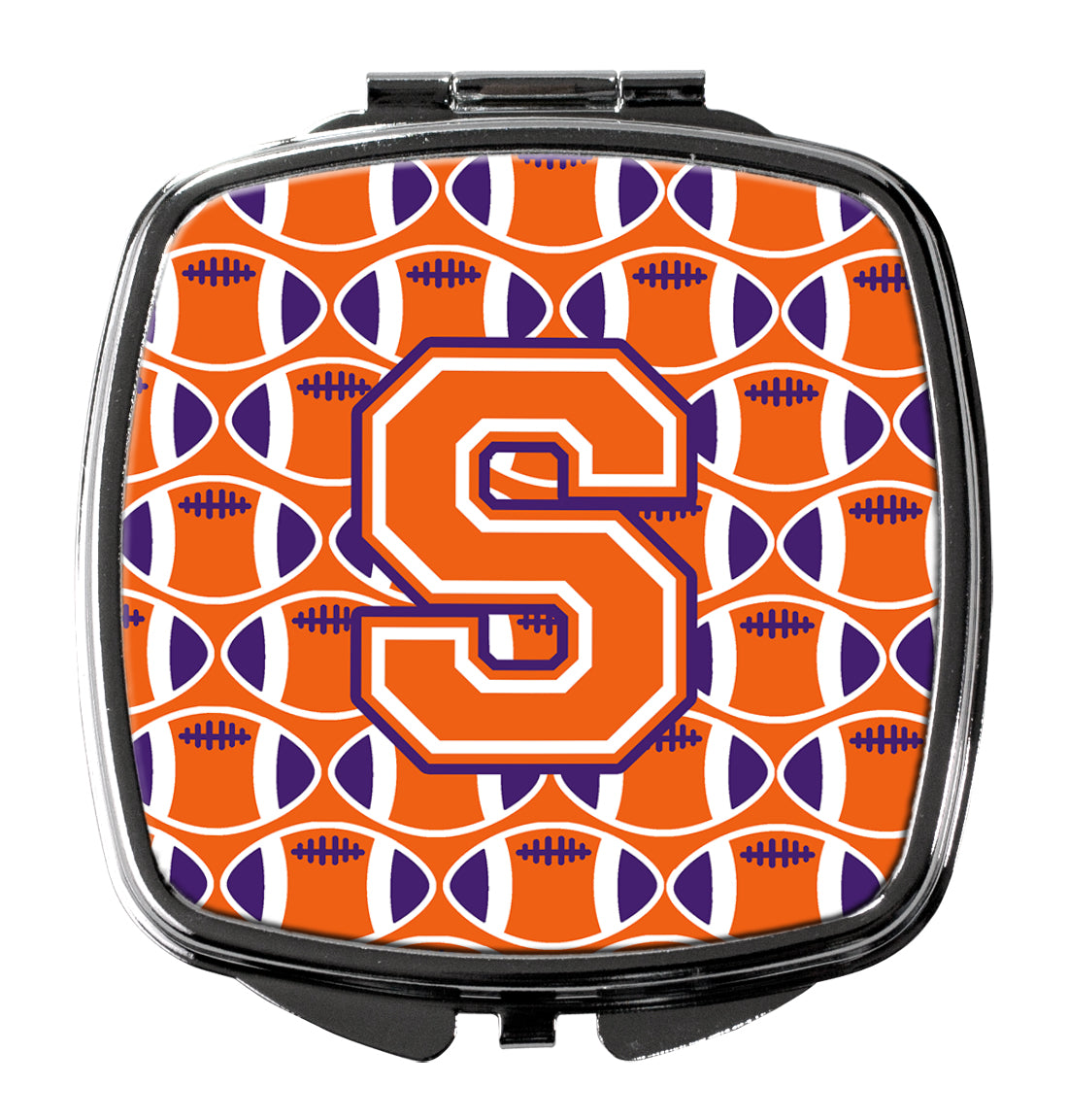 Letter S Football Orange, White and Regalia Compact Mirror CJ1072-SSCM  the-store.com.