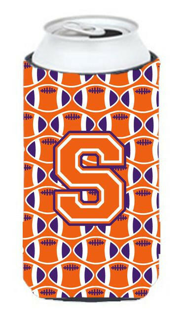 Letter S Football Orange, White and Regalia Tall Boy Beverage Insulator Hugger CJ1072-STBC by Caroline's Treasures