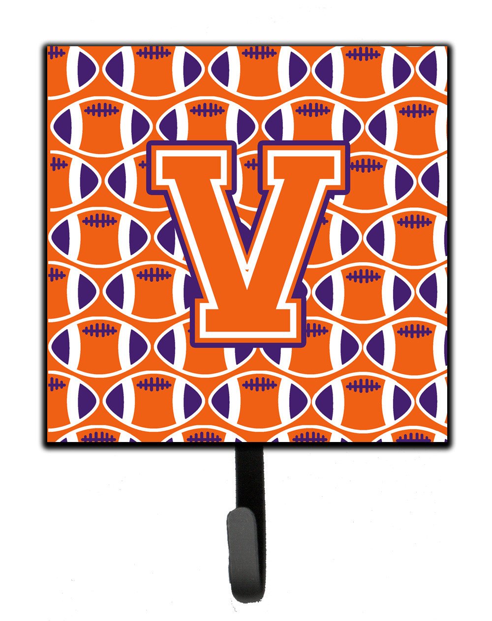 Letter V Football Orange, White and Regalia Leash or Key Holder CJ1072-VSH4 by Caroline's Treasures