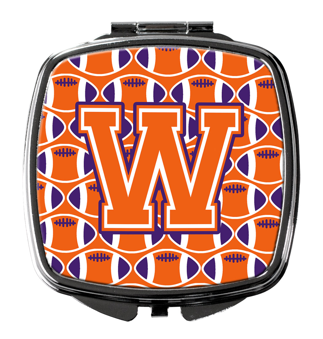 Letter W Football Orange, White and Regalia Compact Mirror CJ1072-WSCM  the-store.com.