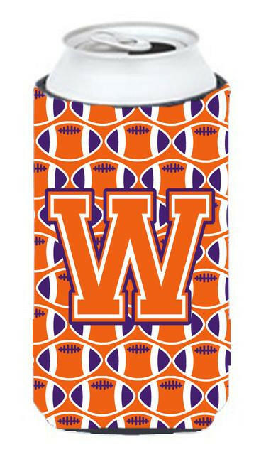 Letter W Football Orange, White and Regalia Tall Boy Beverage Insulator Hugger CJ1072-WTBC by Caroline's Treasures