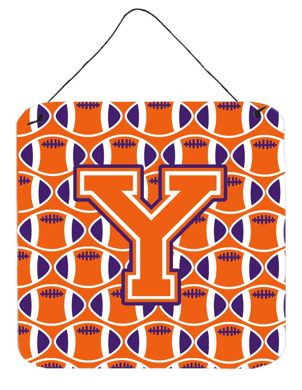 Letter Y Football Orange, White and Regalia Wall or Door Hanging Prints CJ1072-YDS66 by Caroline&#39;s Treasures