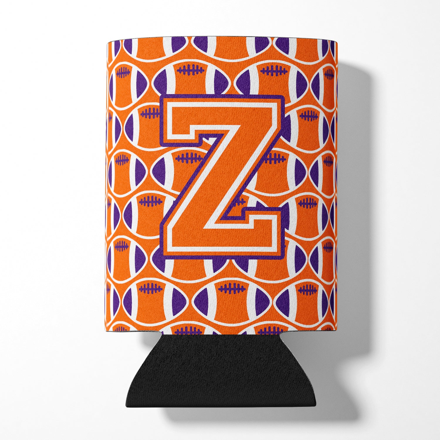 Letter Z Football Orange, White and Regalia Can or Bottle Hugger CJ1072-ZCC.