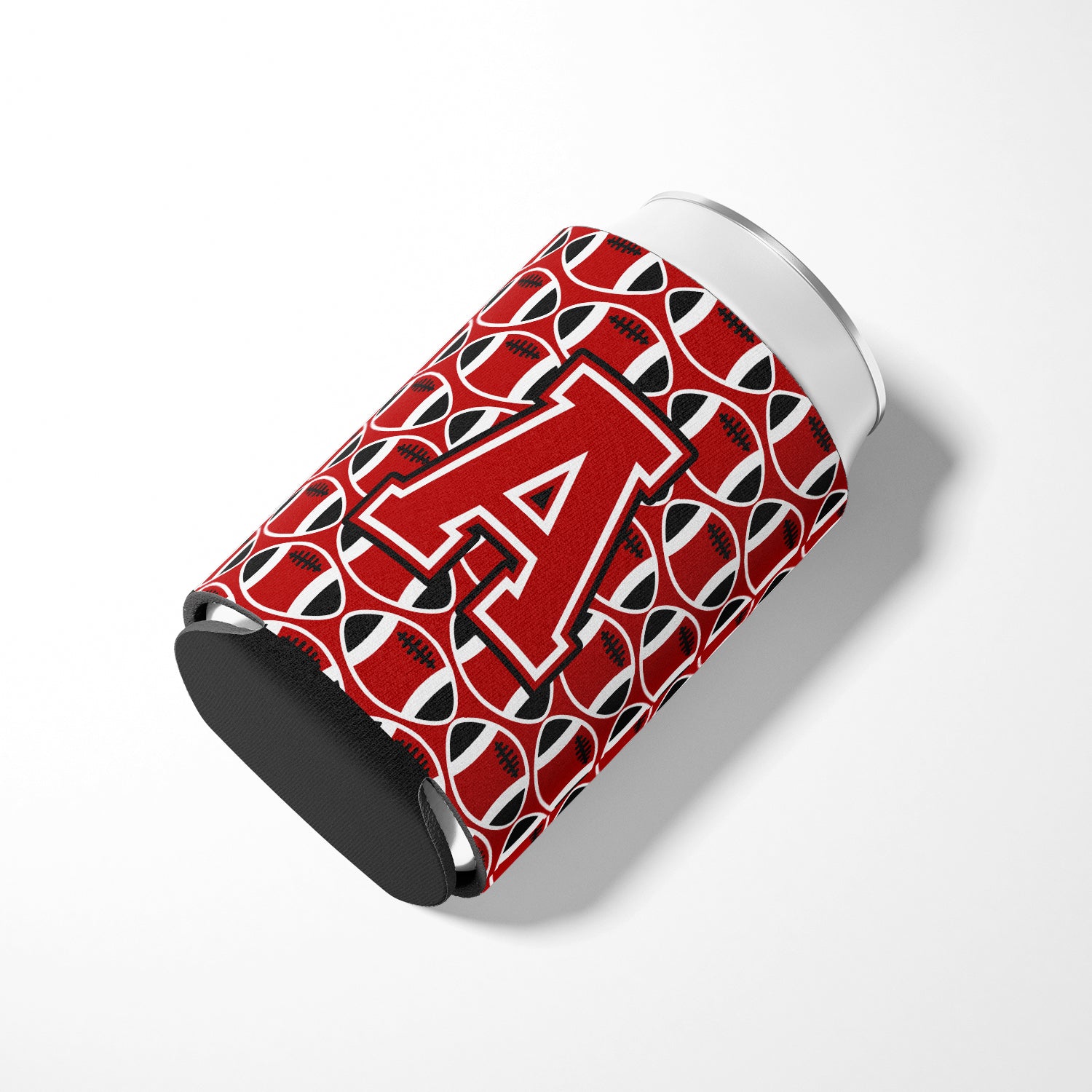 Letter A Football Red, Black and White Can or Bottle Hugger CJ1073-ACC.