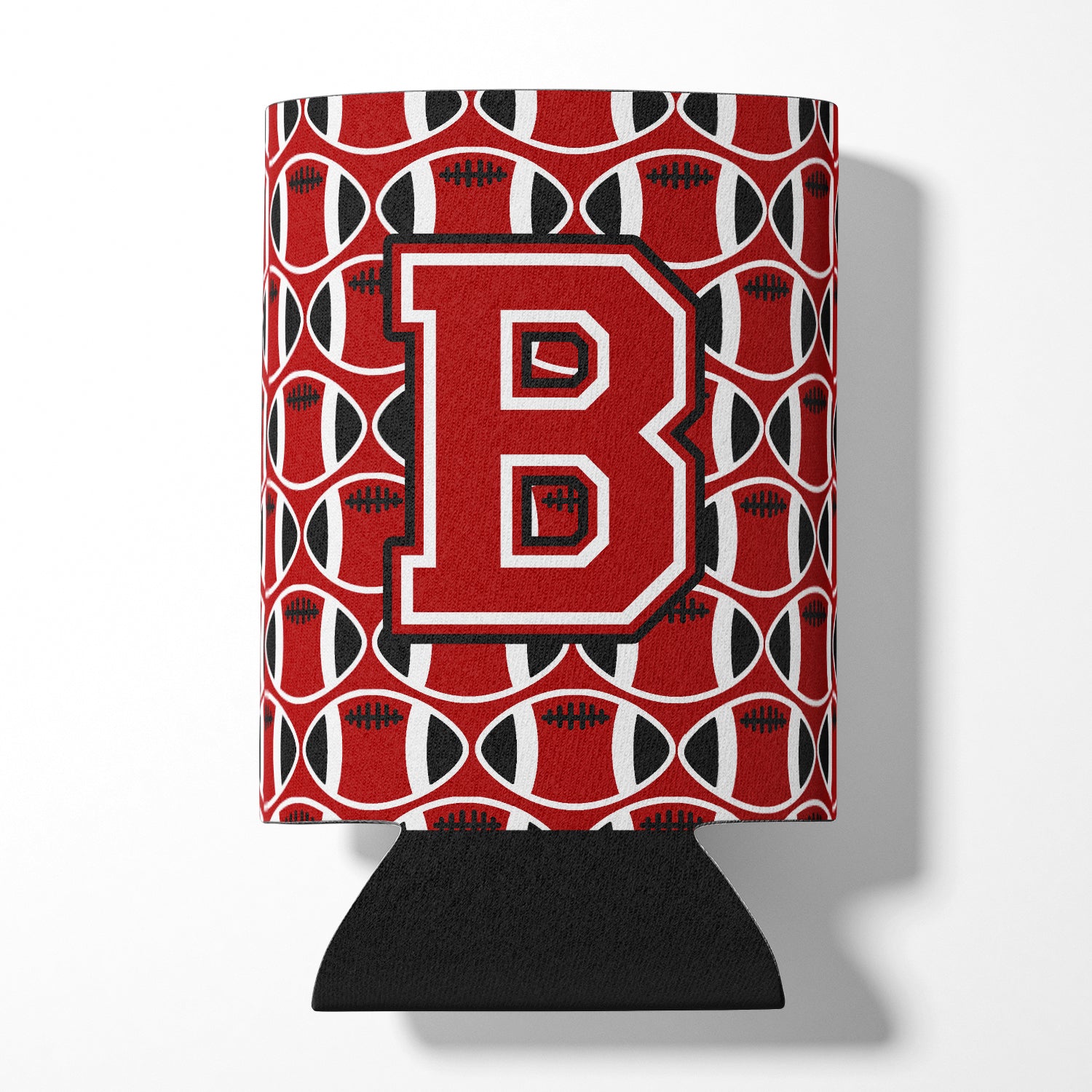 Letter B Football Red, Black and White Can or Bottle Hugger CJ1073-BCC.