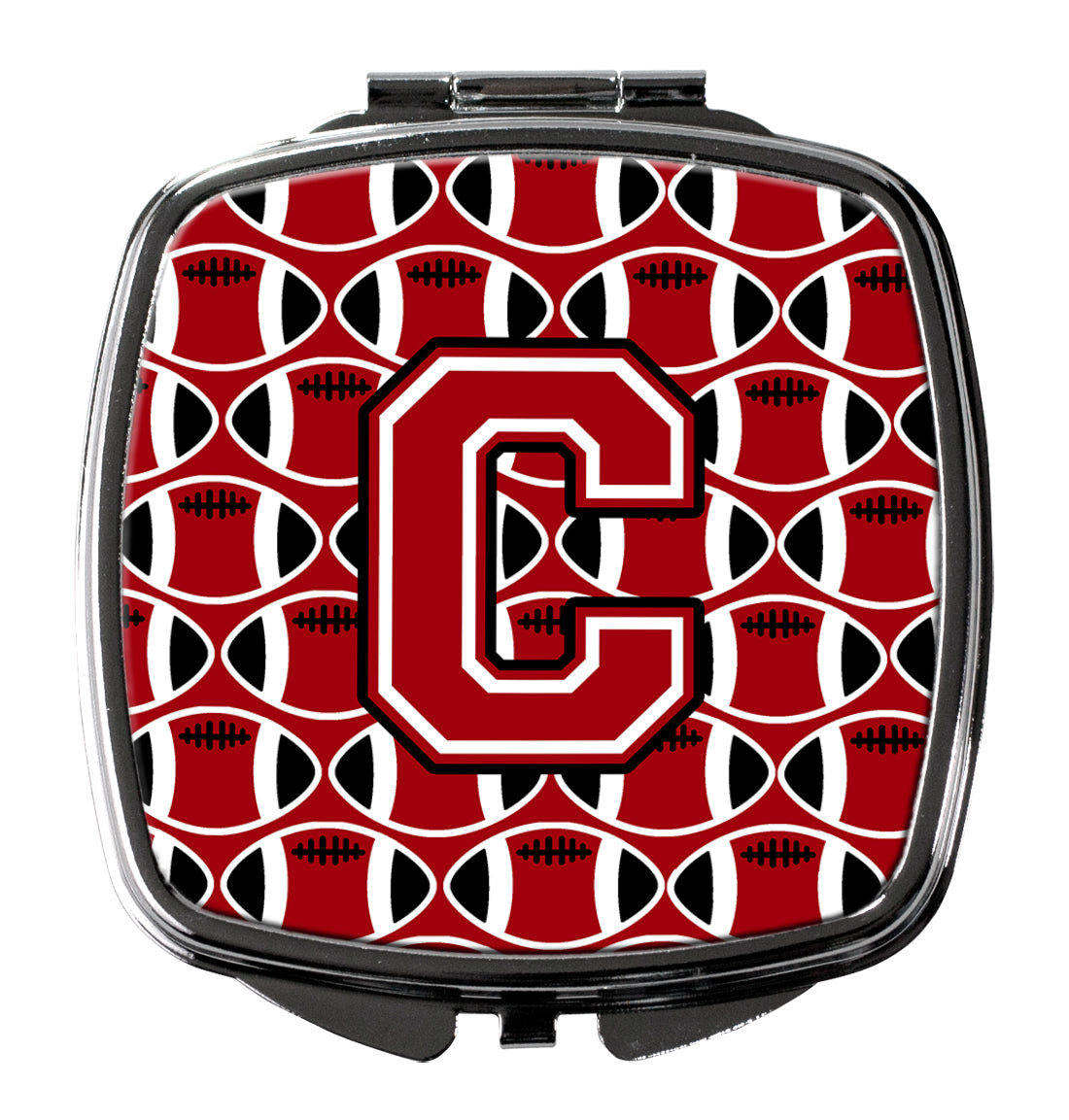 Letter C Football Red, Black and White Compact Mirror CJ1073-CSCM  the-store.com.