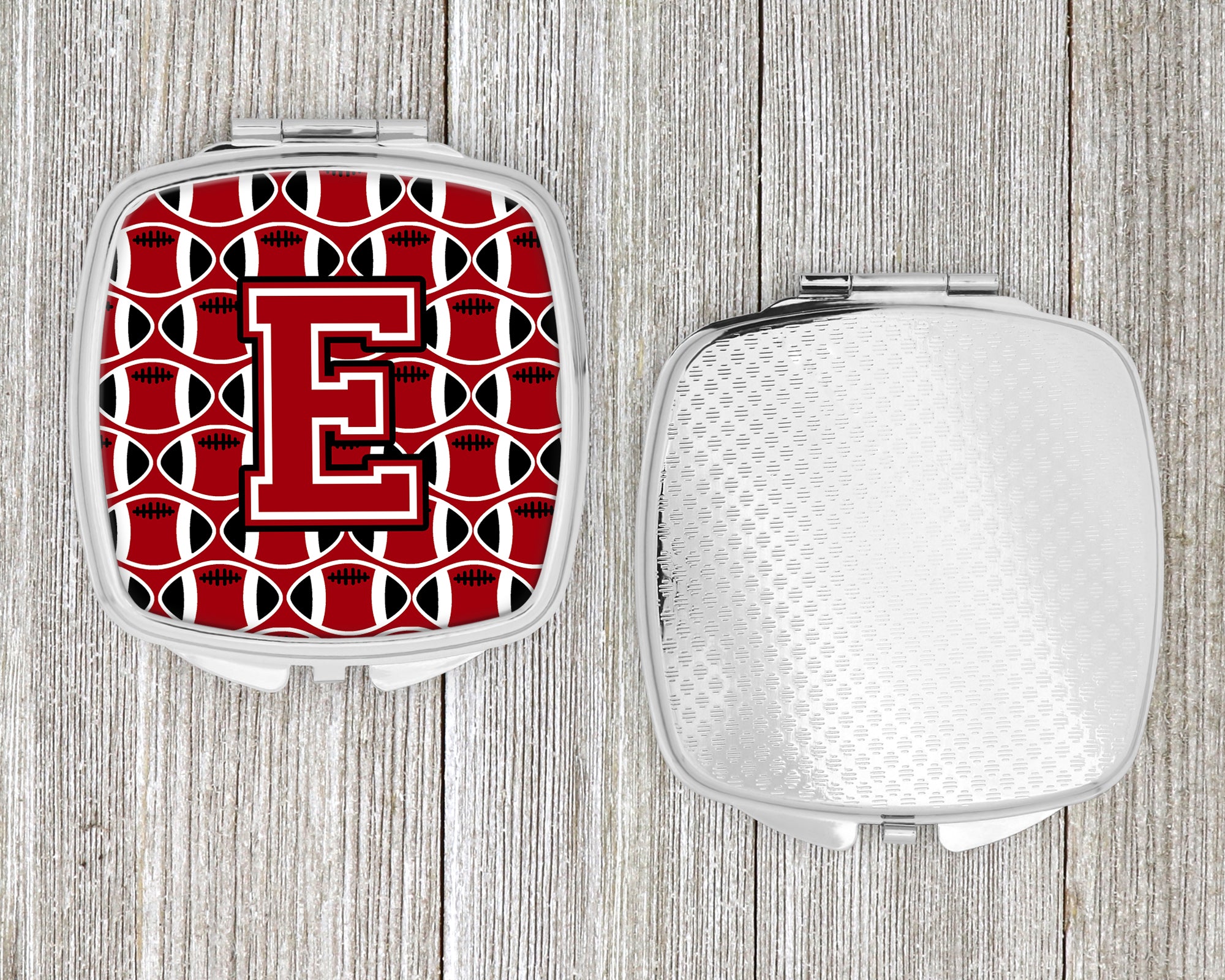 Letter E Football Red, Black and White Compact Mirror CJ1073-ESCM  the-store.com.