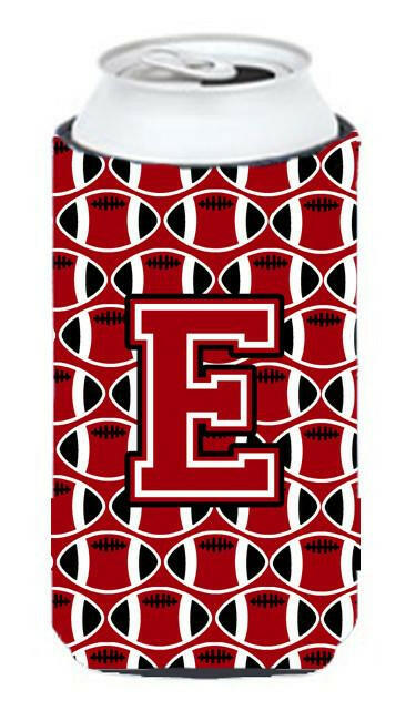 Letter E Football Red, Black and White Tall Boy Beverage Insulator Hugger CJ1073-ETBC by Caroline's Treasures